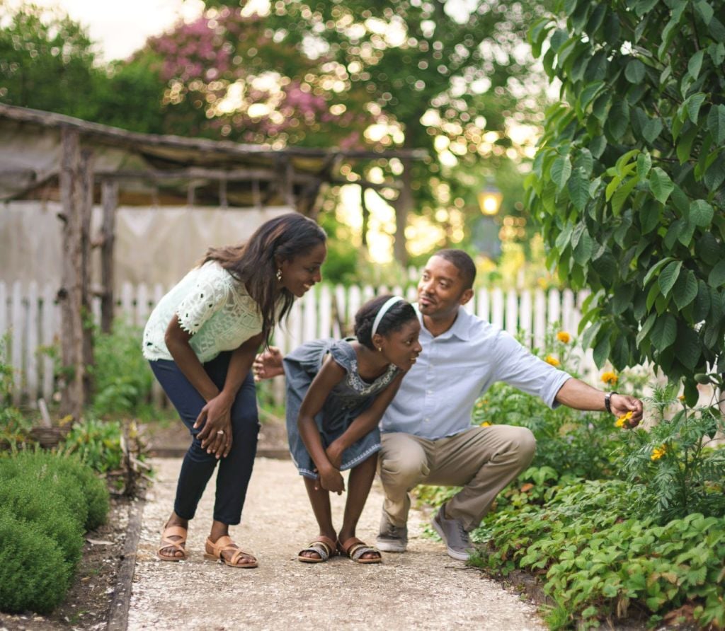 Family in the Garden at Spring Web